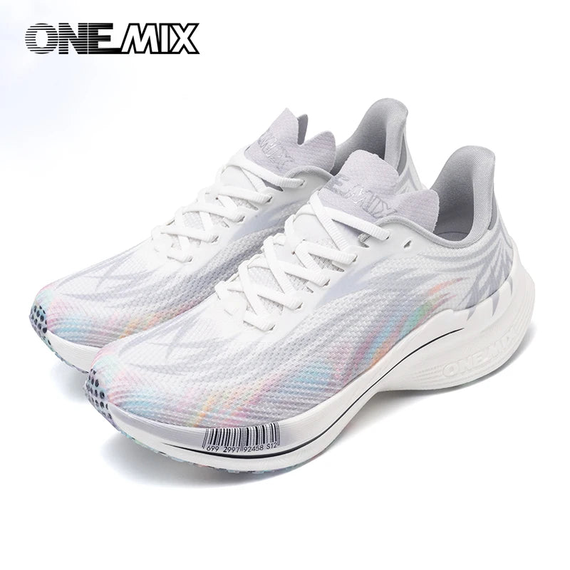 ONEMIX 2025 Sapatilhas de Corrida Desportivas para Homem e Mulher com Placa de Carbono, Respiráveis, Amortecimento, Antiderrapantes, PB, Leves e com Retorno de Energia