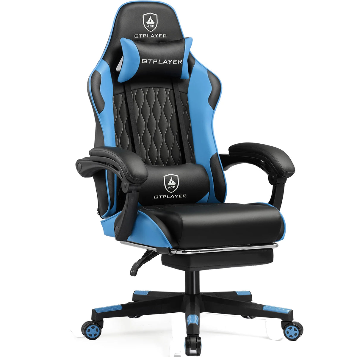 GTPLAYER Sedia da gaming Sedia gamer Sedia da ufficio ergonomica con poggiapiedi, supporto lombare regolabile e cuscini da gaming