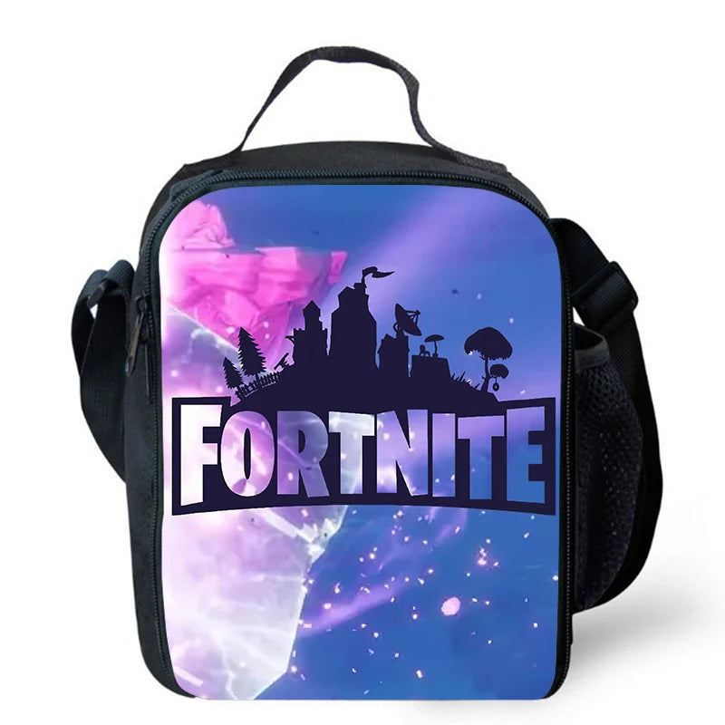 Cute Cartoon Lunch Bag Insulated Thermal Food Container Leakproof Reusable Fortnite Lunch Cooler Bag for Kids Students