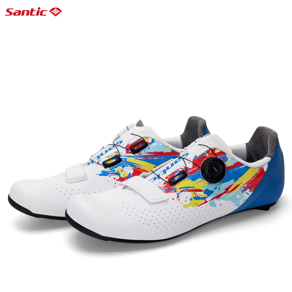 Santic men's cycling shoes 2025 new glass fiber nylon sole outdoor pro road racing shoes auto-lock road riding bicycle sneakers
