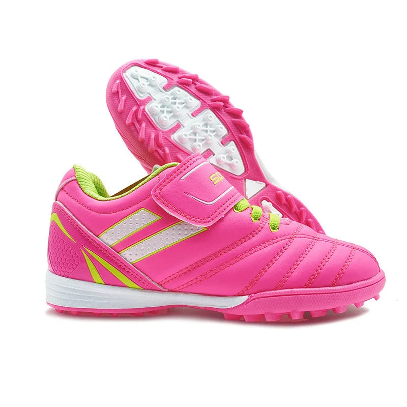 Zapatillas de fútbol infantiles para niño y niña, cierre de velcro, botas de fútbol sin tacos, calzado para principiantes de lacrosse, críquet y béisbol