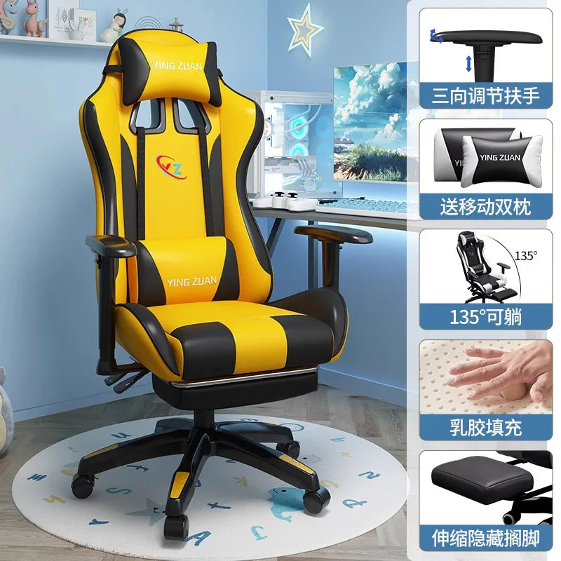 Sedia da gaming Sedia per computer Comoda seduta reclinabile Gaming LIVE Casa per studenti in dormitorio Ergonomia per uso sedentario
