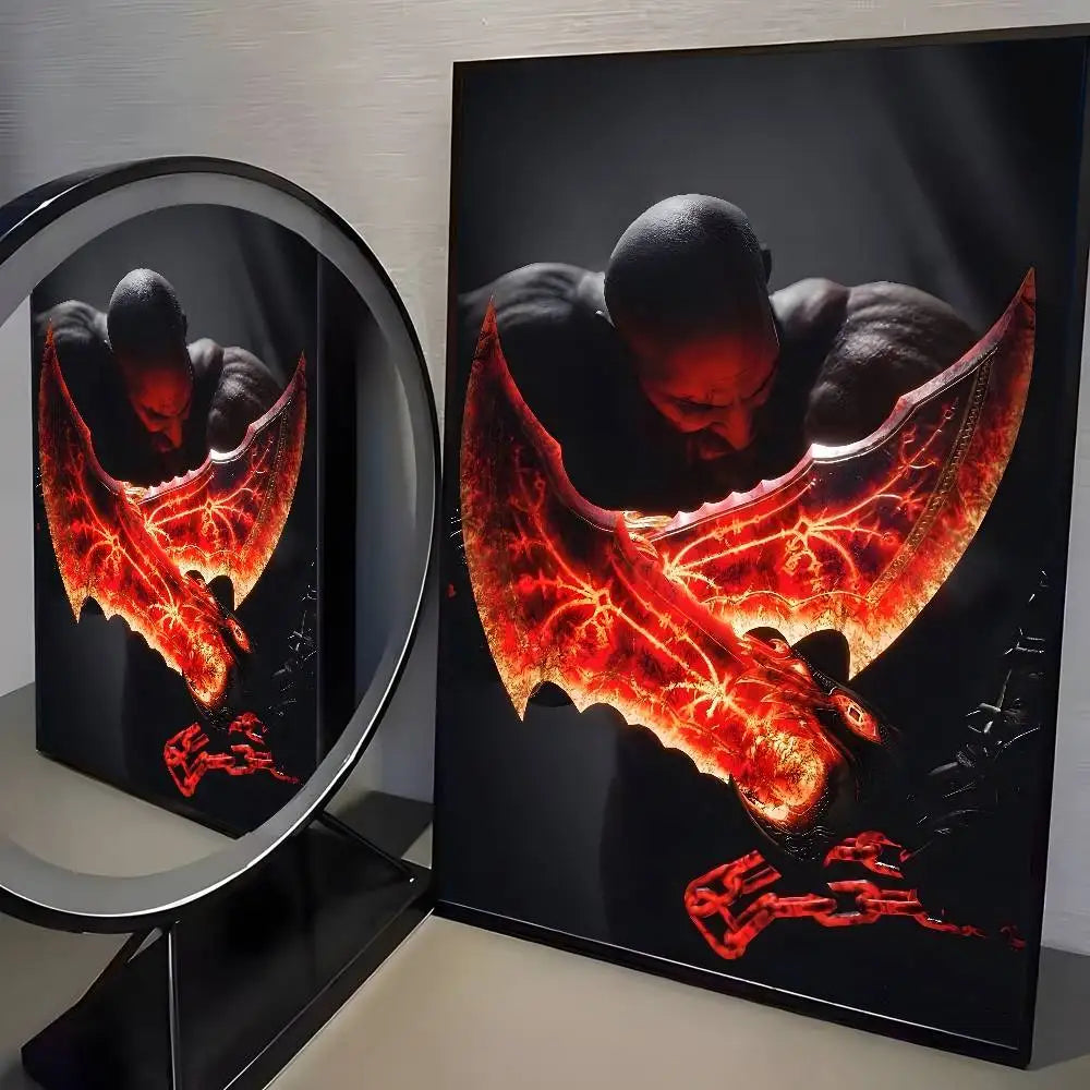 Classic pop God of War Ragnarok poster art HD canvas advanced aesthetic Printing Paper Wall Art for Living Room Home Decor