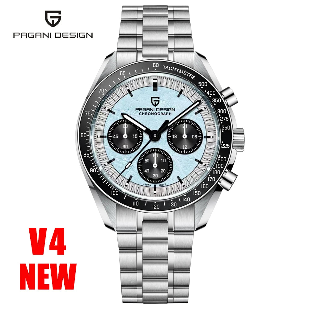 PAGANI DESIGN 2026 New V6 Moon Watches Men Luxury Quartz Watch For Men Speed Sport Chronograph AR Sapphire crystal Wristwatch