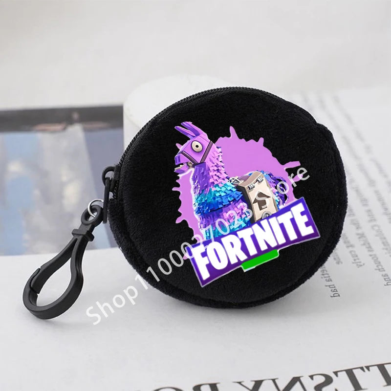 Fortnite Boys Girls Round Coin Purse Cute Fashion Cartoon Printing Large Capacity Cosmetic Bag Portable Handbag Birthday Gifts