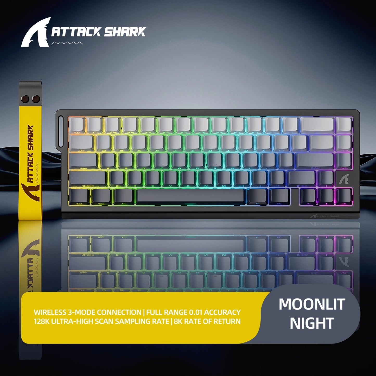 Teclado mecânico magnético ATTACK SHARK X68HE X68Pro He para gaming profissional, acionamento rápido de 0.01mm, 8000Hz, SOCD/Rs, 0.125ms, taxa de 128K