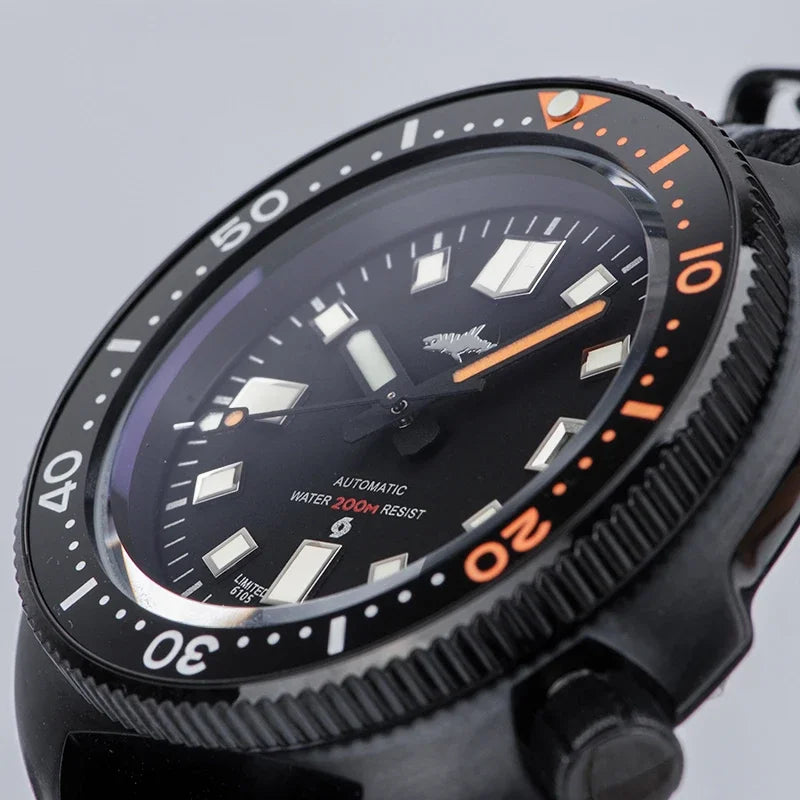 Heimdallr Men's watches 44mm PVD 6105 Diver Watch Japan NH35 Movement Automatic 200M Waterproof Ceramic Bezel Wristwatch