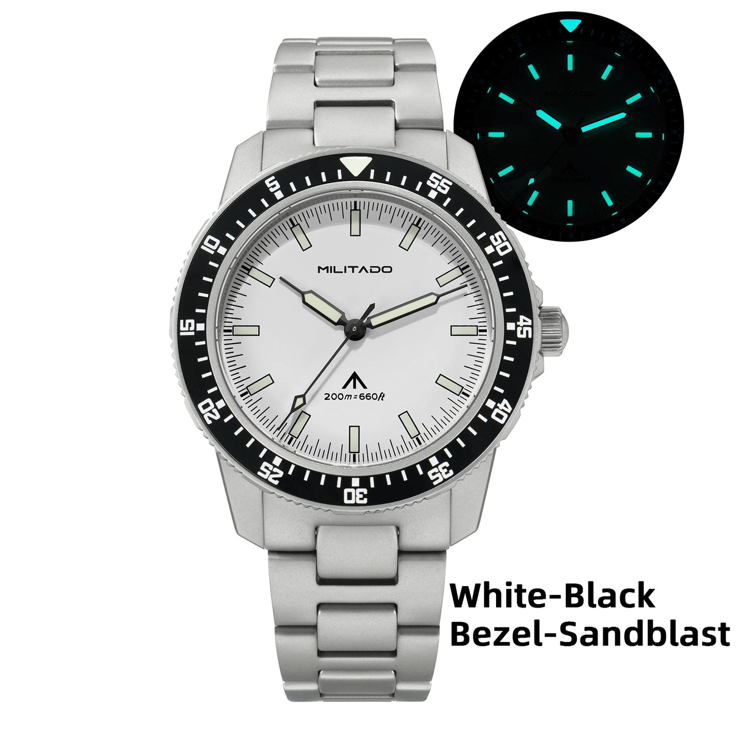 MILITADO ML25 Quartz Dive Watch VH31 Sweep Second Sapphire Crystal 200M Waterproof BGW9 Lume Ceramic Bezel Men Watch