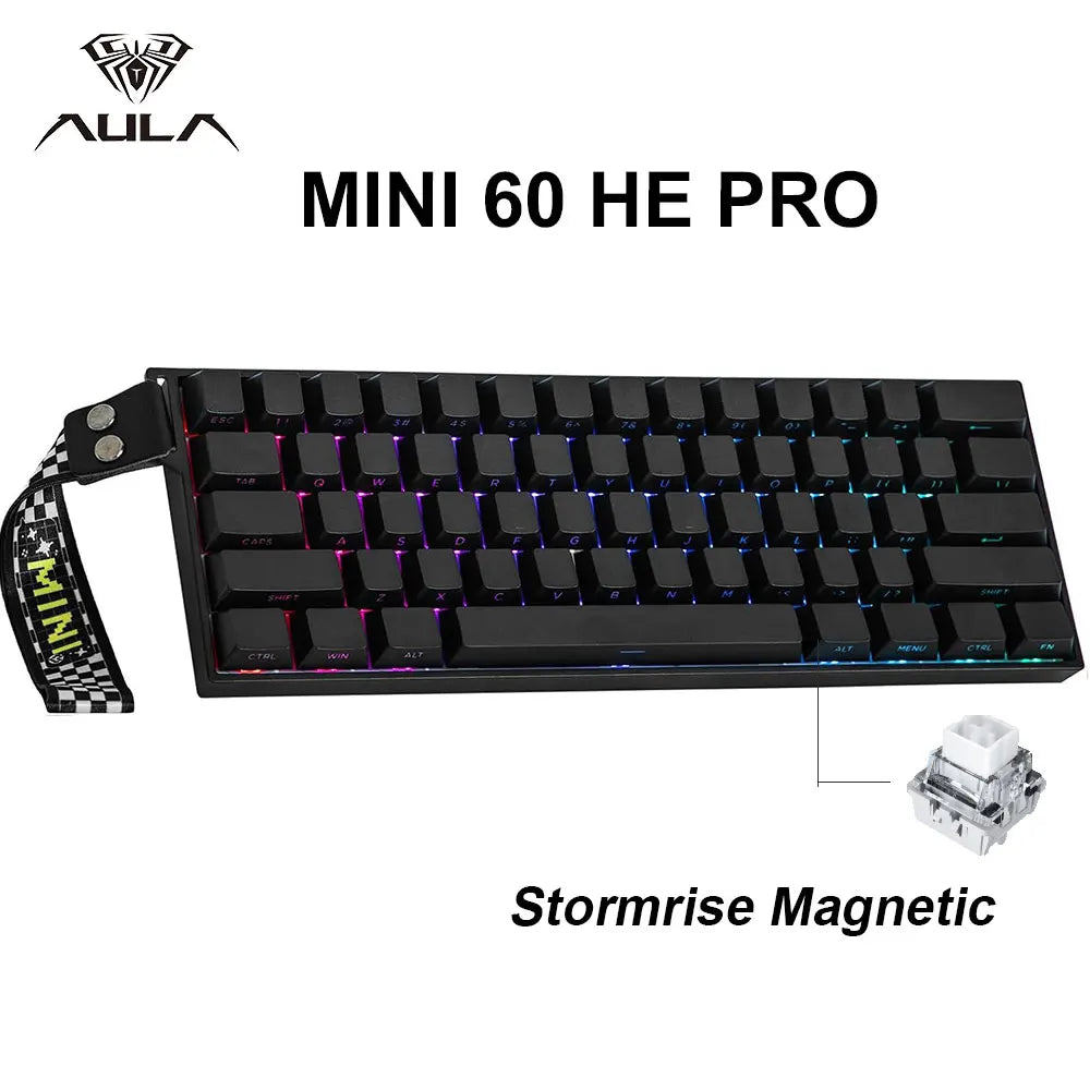 Teclado Gaming Mecânico AULA Mini60 HE/Pro/Max 60% com Switches Magnéticos, RGB, Tri-Mode, 8000Hz, RT 0.01mm, para E-Sports e Presentes