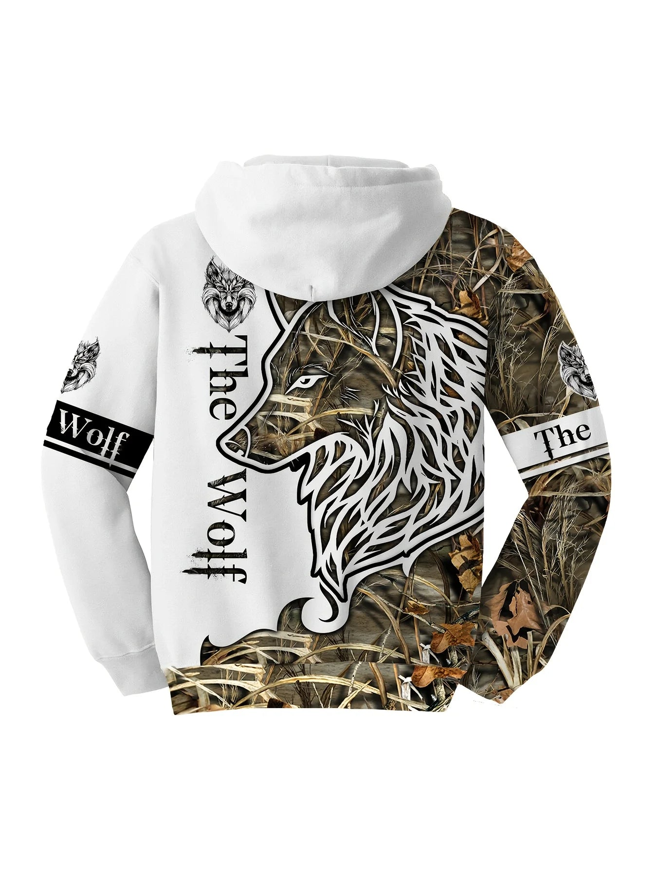 Felpa con cappuccio da uomo per l’autunno, alla moda, personalizzata con stampa lupo, morbida e confortevole, abbigliamento outdoor in stile streetwear