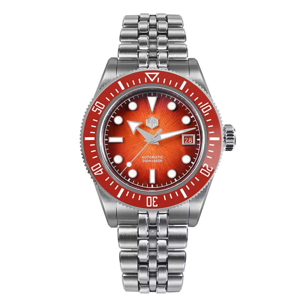 Orologio subacqueo di lusso da uomo San Martin 40mm, Miyota 9015, quadrante smaltato sunburst, automatico meccanico, impermeabile 200m, SN0148