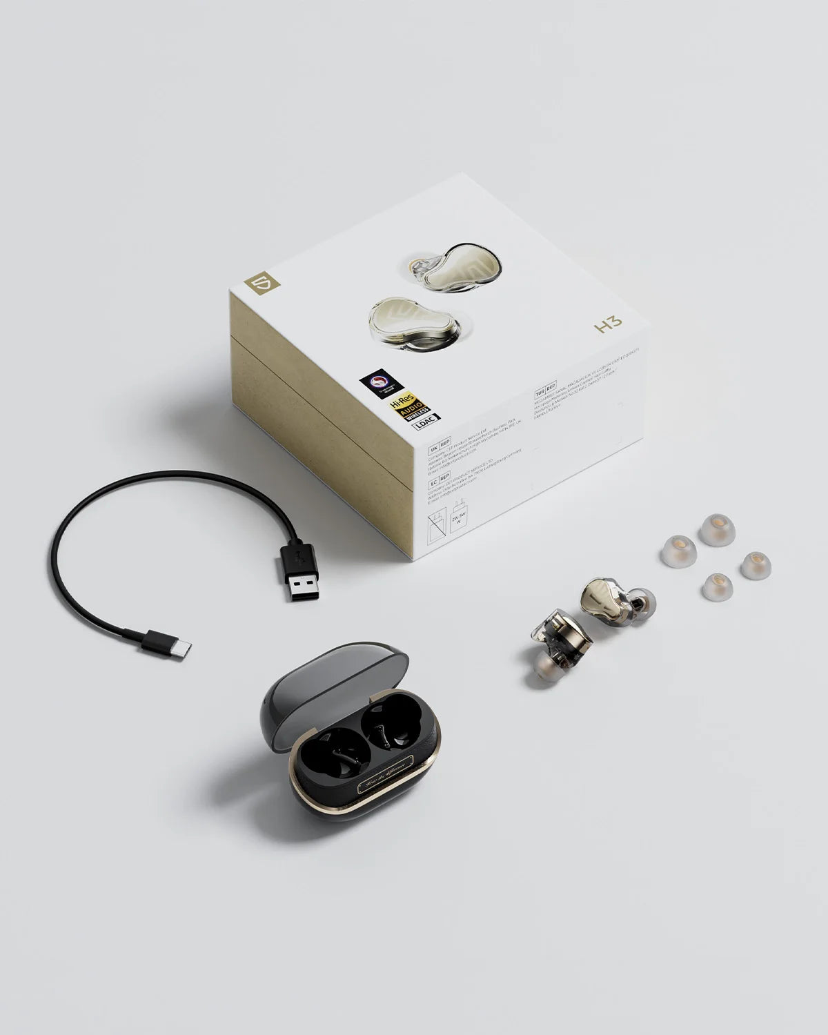 SoundPEATS H3 Wireless Bluetooth Earbuds Hybrid 3 Driver HiFi Earphones with 55dB Adaptive ANC, LDAC aptX Lossless Audio, Hi-Res Wireless Headphones
