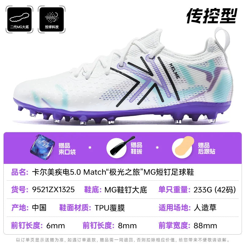 Kelme Men’s MG Soccer Cleats Indoor Short Studs Professional Match Football Boots Slip-Resistant Training Turf Shoes