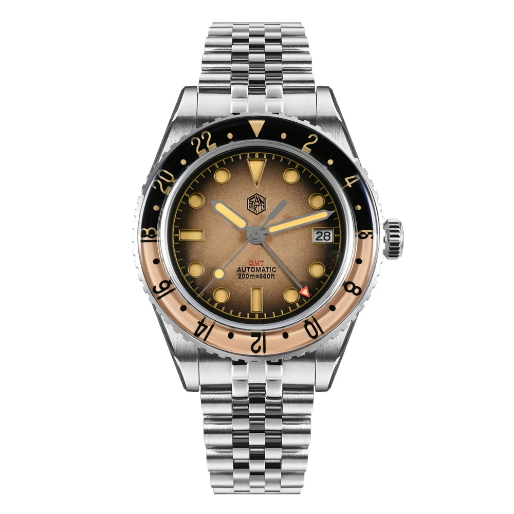 San Martin 2025 Men's Watches, Retro NH34 GMT Sandwich Dial, 40mm Bidirectional Sapphire Bezel, Luxury Sports Watch, 20Bar