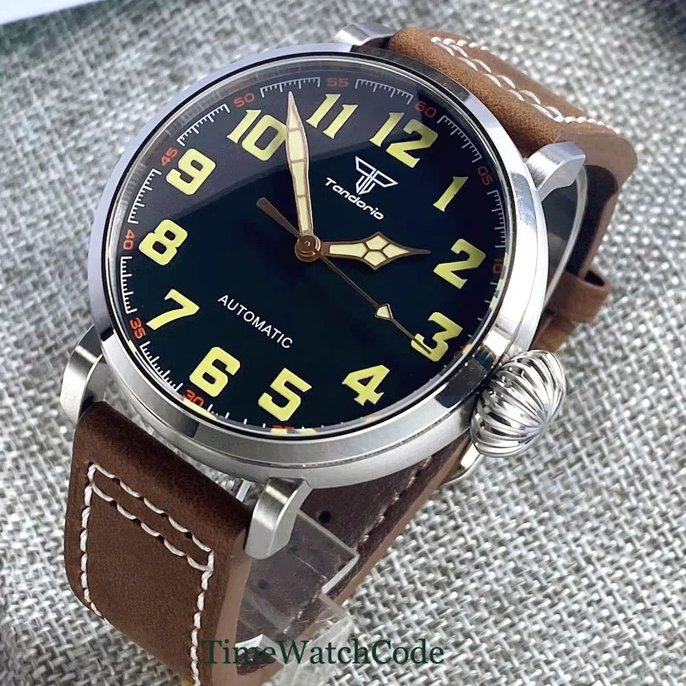 Tandorio 47mm NH35 Diver Men's Automatic Watch CUSN8 Solid Bronze or 316L Steel Case 10ATM Sapphire Crystal Black Dial