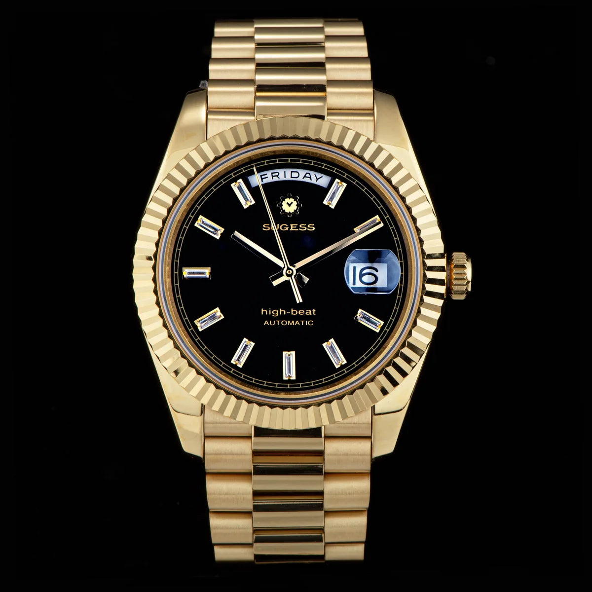 Sugess 40mm Men's Watches Automatic Date Mechanical Day Wristwatch Peacock SL3034 Movement Sapphire Waterproof Luxury Retro New