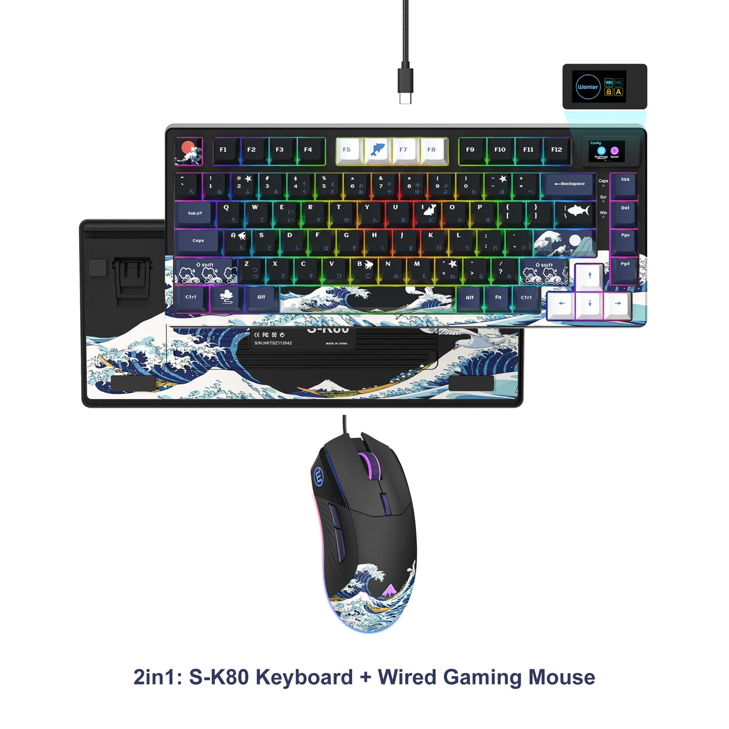 Teclado gamer Womier S-K80 con pantalla OLED a color, teclado mecánico gaming hot-swappable con montaje gasket y RGB personalizable