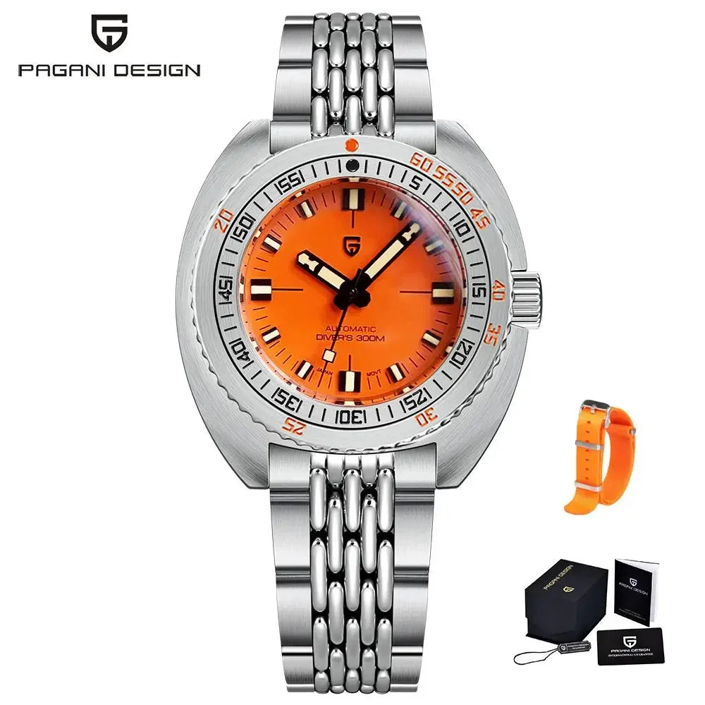 PAGANI DESIGN 2025 New Men's Automatic Mechanical Divers Watches NH38 Sapphire Stainless Steel 300m Waterproof AR Watch for Men