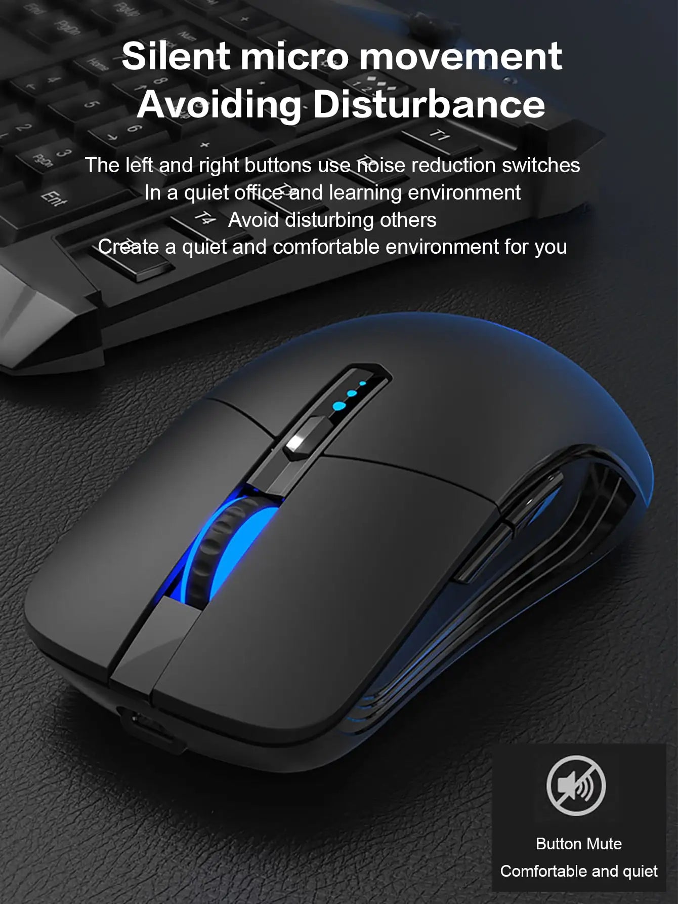 Wireless Mouse, 6 Keys, Silent Office Wireless Mouse, E-Sports Games Non-Slip Wireless Mouse