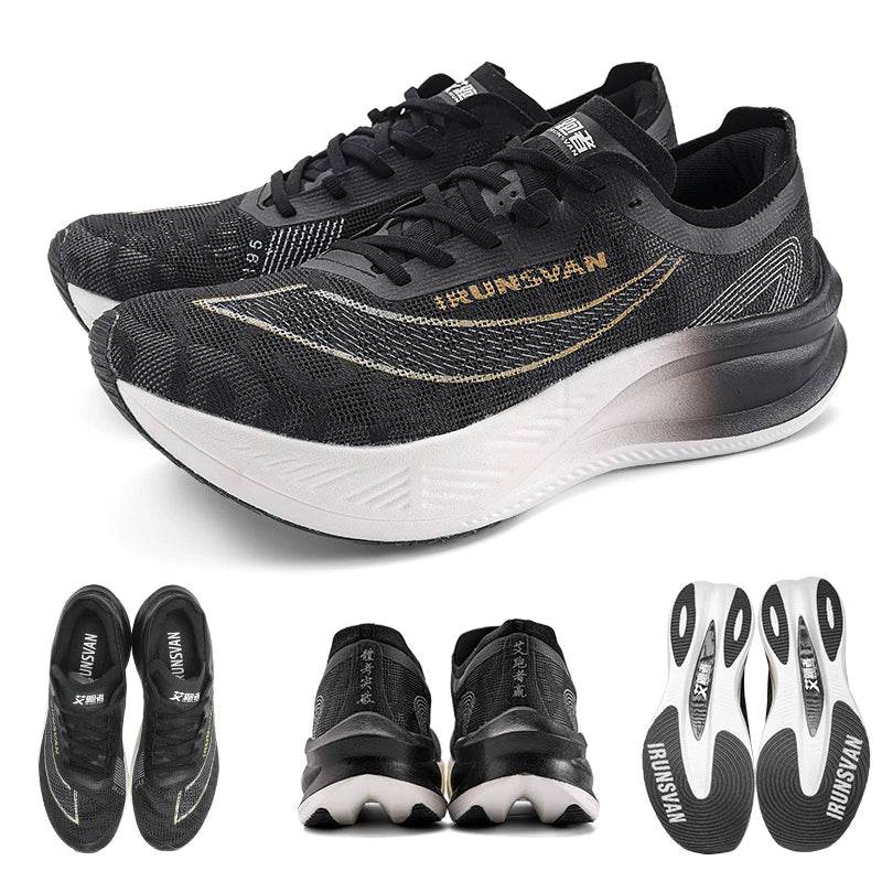 IRUNSVAN Sapatilhas de Corrida para Homem Respiráveis, Calçado Desportivo Leve para Maratona com Placa de Carbono, Sapatilhas Casuais Confortáveis para Treino Atlético