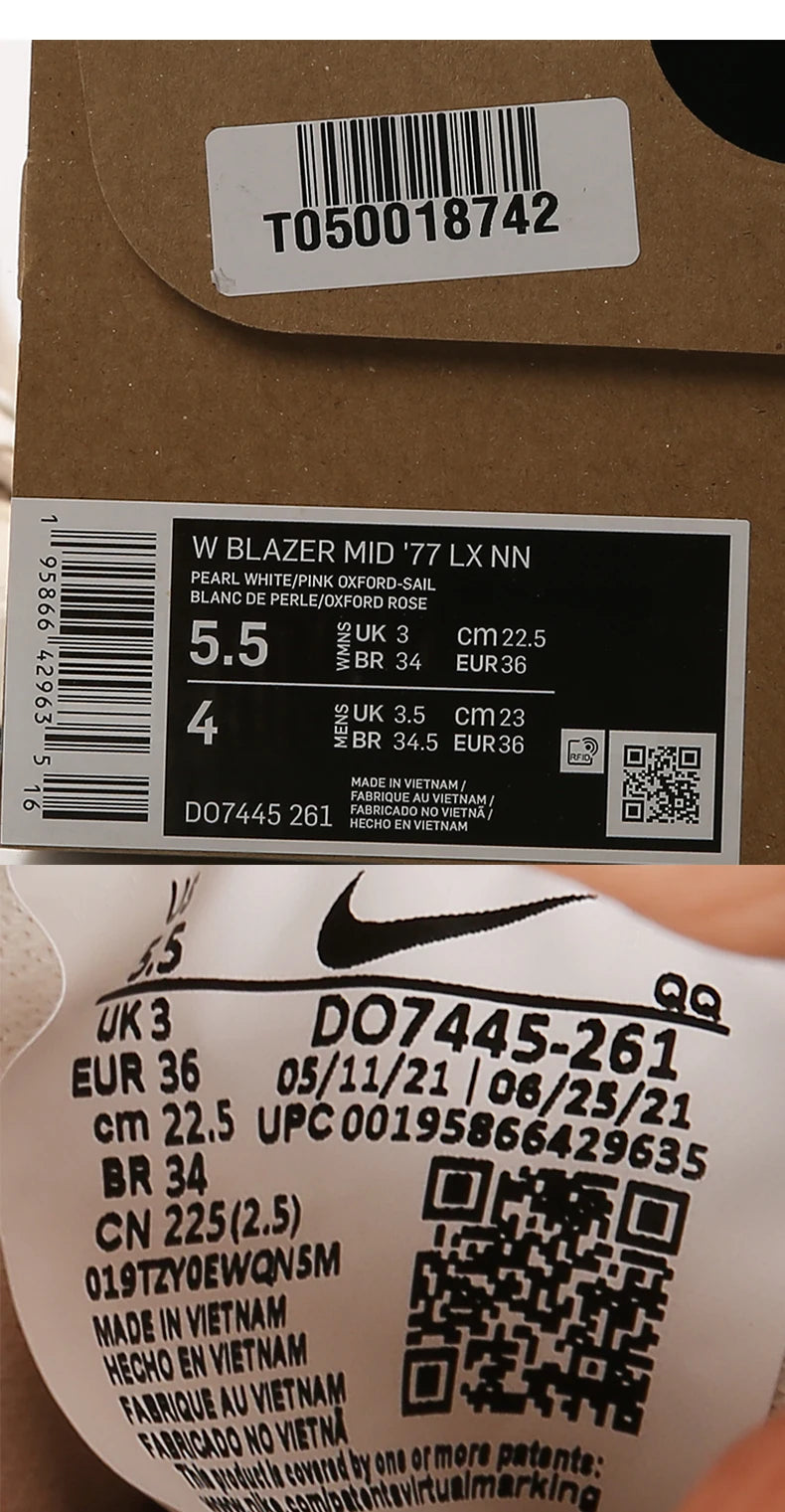 Nike Official Genuine BLAZER Pioneer — Sapatilhas casuais desportivas de cano alto para mulher DO7445-261