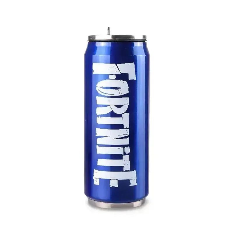 Copo Fortnite com Palhinha para Água, Caneca Desportiva de Exterior em Aço Inoxidável, Copo Portátil de Estudante para Café, 450ML, Presente de Aniversário