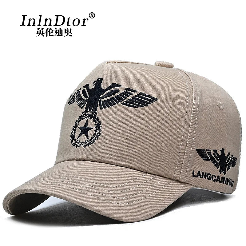 InlnDtor Embroidery High Top European and American Style Wide Brim Baseball Cap Casual Big Head Circumference Men's Cap