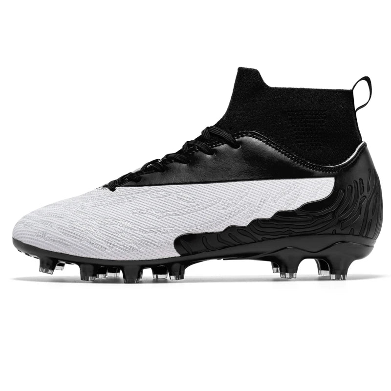 Black Men's Soccer Shoes AG/FG Cleats Training Football Boots High Ankle Sports Shoes for Men Kids Adults Sneakers Sizes 35-45