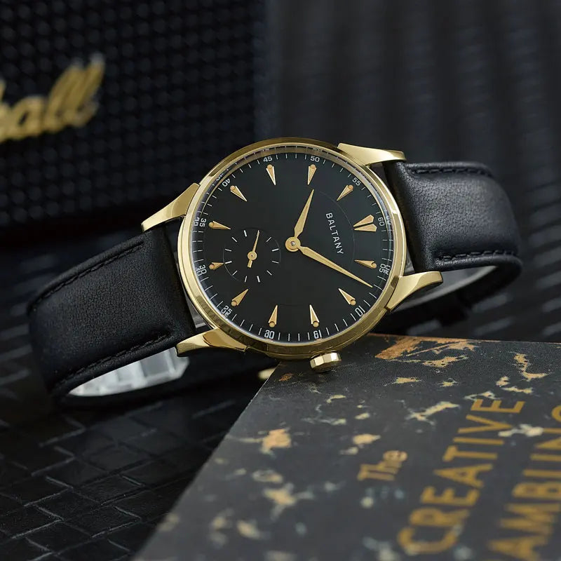Baltany Men Automatic Watch 38.5mm Pilot Manual Winding Mechanical Wristwatch Sapphire 5ATM Small Second Dial ST1701 ST1700