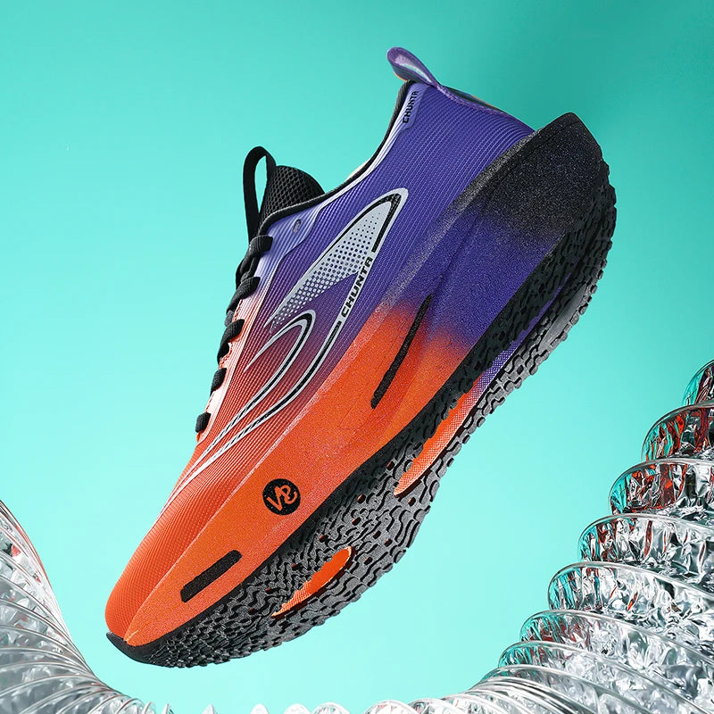 Carbon plate men's and women's anti-slip running shoes, professional marathon sports breathable mesh CHUNTA sports shoes