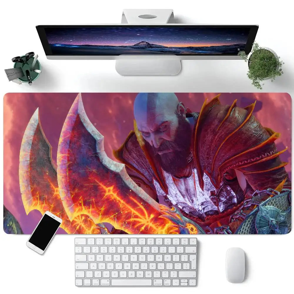 Game God Of War Kratos Mousepad Large Keyboard Desk Mat Gaming Mouse Pad LockEdge Non-slip Mat