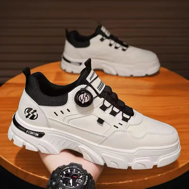 Summer Men's Casual Shoes Leather Men's Sneakers Comfortable Soft Male Work Board Shoes Platform Shoes for Men Men's Sneakers