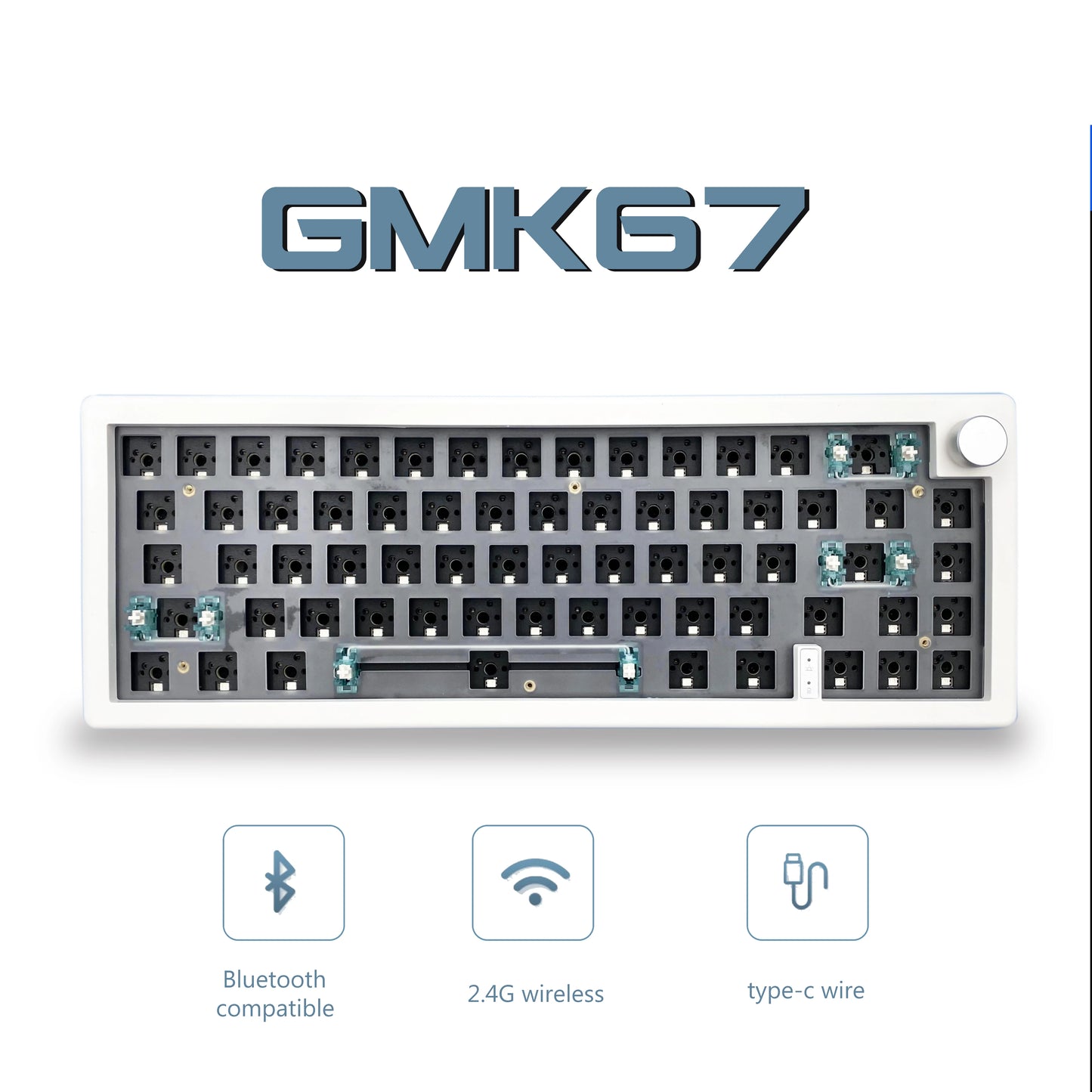 GMK67 Kit de teclado mecánico Bluetooth 5.0/2.4G inalámbrico/con cable con montaje gasket para gaming, kit de teclado personalizable