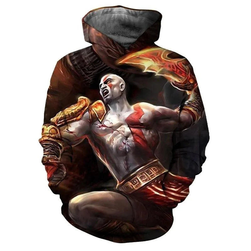 New 3D Game God Of War Printed Hoodies Kratos Graphic Sweatshirts Kid Fashion Streetwear Cool Hooded Hoody Harajuku Pullover Top