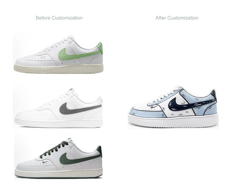 Custom Sneakers NIKE COURT VISION Messy Line Design Couple Matching Shoes Unisex Low-Top Skate retro shoes