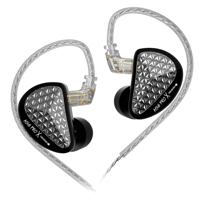 Auriculares intrauditivos KZ AS16 PRO X HiFi In-Ear Monitor – auriculares con cable con micrófono y 8 drivers de armadura balanceada