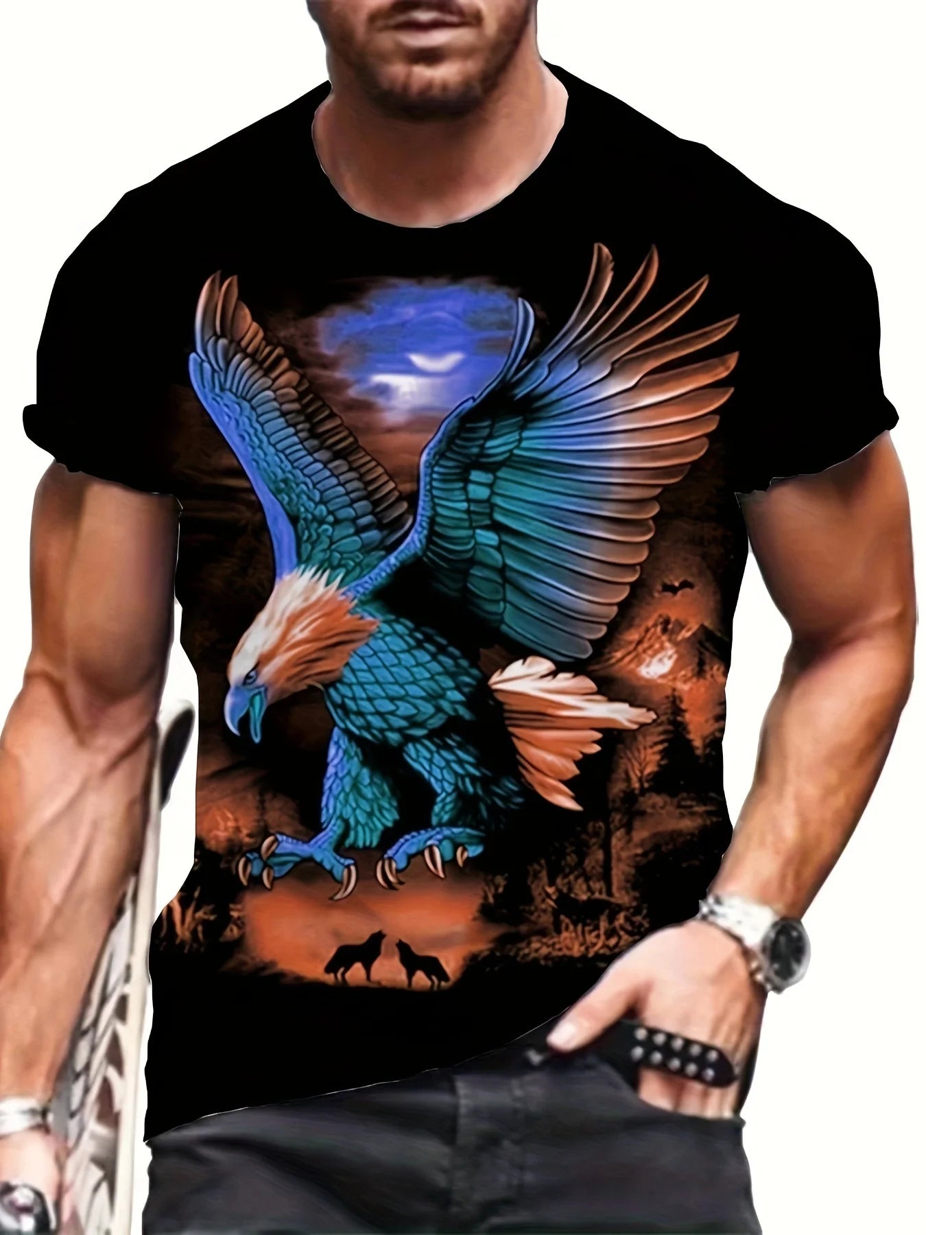 Fashion Eagle Graphic T-Shirts Luxury T-Shirt Summer Men's T-Shirts Casual Tops Short Sleeve T-Shirt 3D Printing Men’s Clothing
