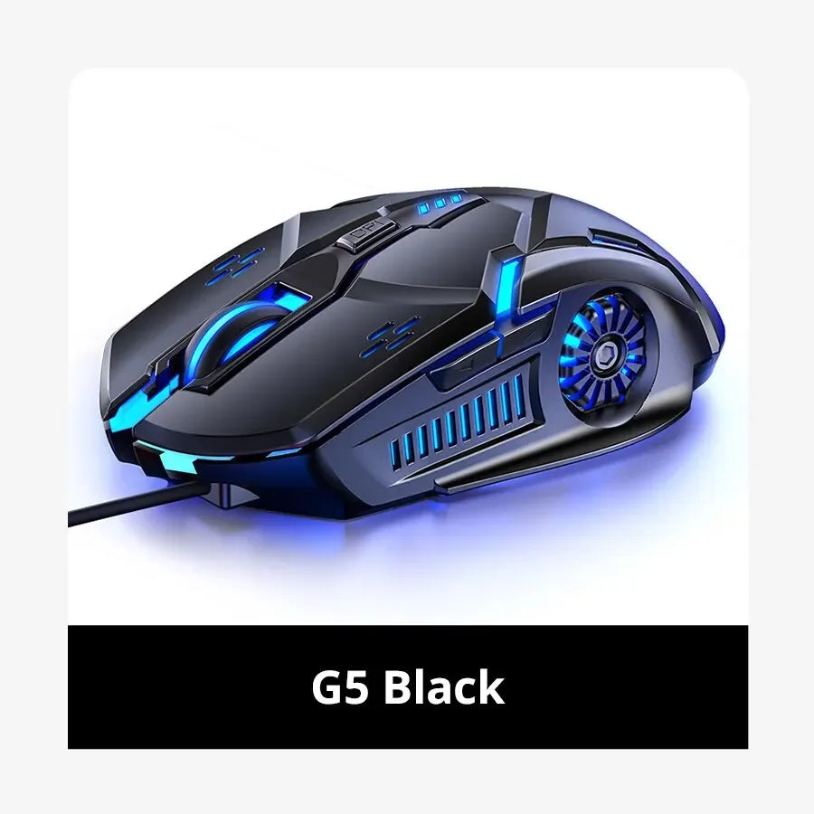 Ratón gaming con cable G5 Mute, seis teclas, iluminación luminosa, para e-sports, accesorio informático, ratón gaming para portátil y ordenador de sobremesa
