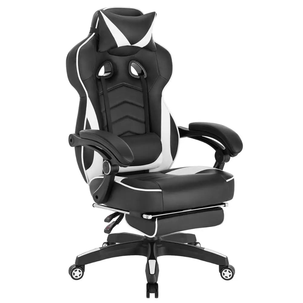 WOLTU Swivel Gaming Racing Chair Desk Office Computer Chair Sports Seat with Headrest Lumbar Cushion Footrest Gamer Chair