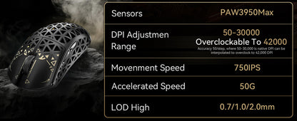 Rato Gaming Sem Fios ATTACK SHARK R5 Ultra Carbon Fiber 8K 39g SUPERLIGHT, Sensor Gaming PixArt PAW3950MAX, Polling Rate Sem Fios de 8000Hz