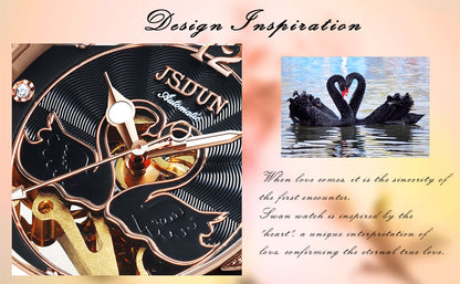 Luxury Mechanical Women Watch Love Swan Design Skeleton Elegant Ceramics Strap Waterproof  Ladies Wristwatch Girls Dress Watch
