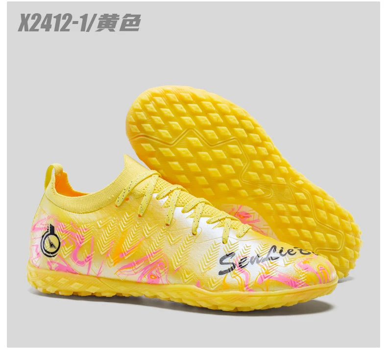 Men's Professional Football Boots High-Top Soccer Cleats FG & TF Sneakers for Outdoor Training & Matches Multi-Color Wear-Resistant