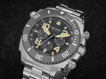 FeelNever Sport Automatic Movement Quartz Watch Stainless Steel Sapphire Crystal Watches for Men 500M Waterproof Clocks Watch for Men