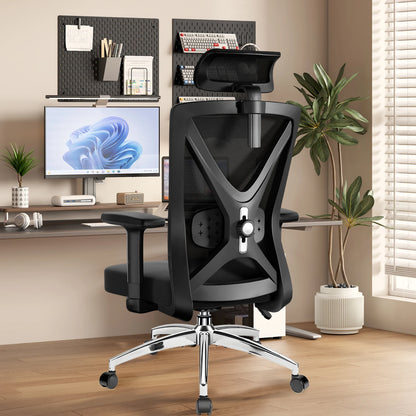 Hiazurm Ergonomic Office Chair with Lumbar Support, Adjustable Headrest & Armrests, Height Adjustable Desk Chair for Home Office, Gaming & Work