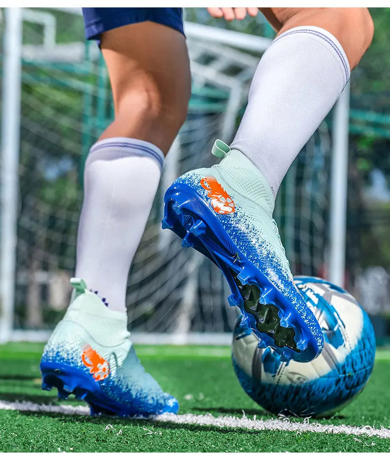 Men Football Boots Non-Slip High-Quality Soccer Shoes Grass Cleats High-Top Futsal Sneakers Match for Training Competition