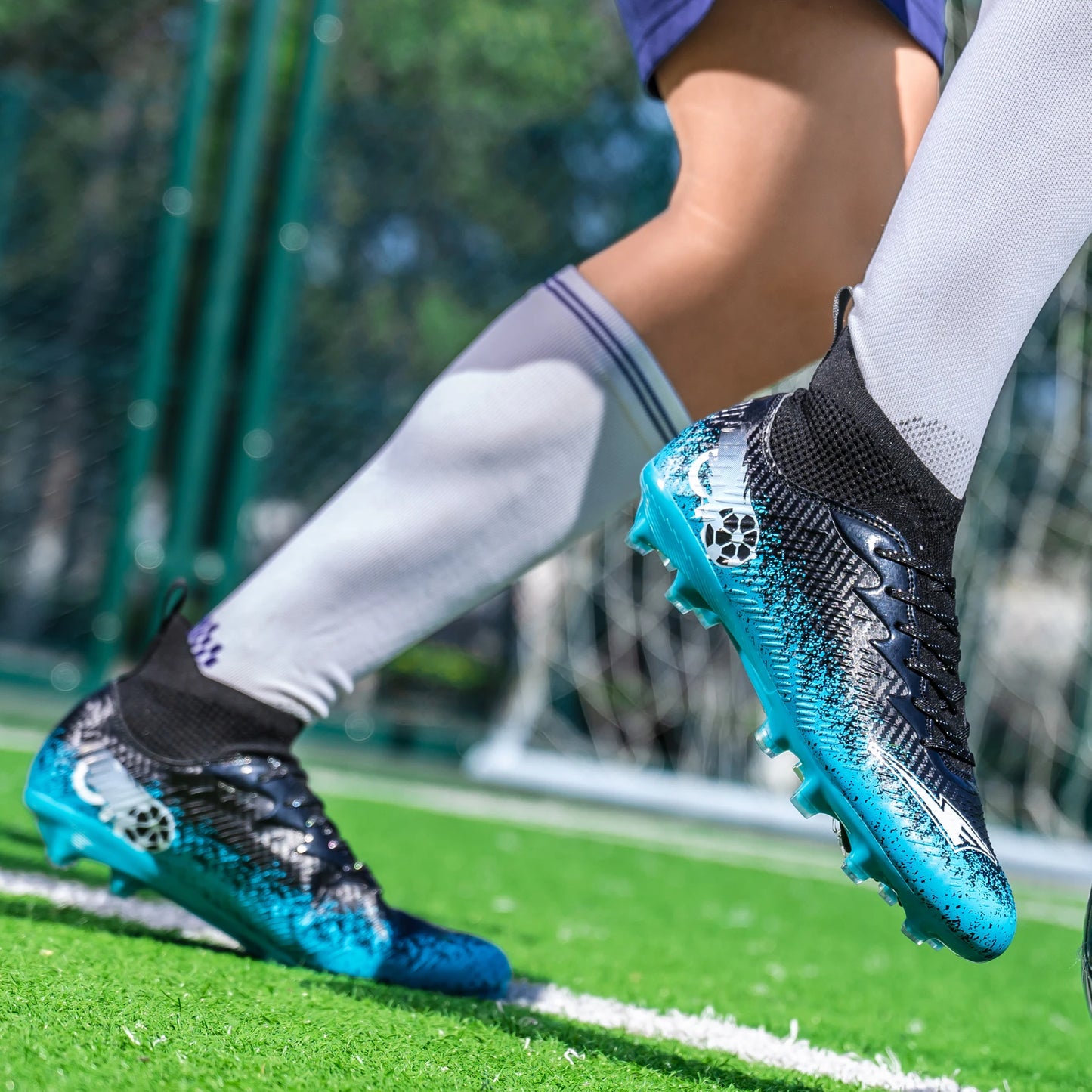 Pro Performance High-Cut Soccer Boots FG Long Studs Breathable Lightweight Cleats for Outdoor Grass Matches and Daily Training