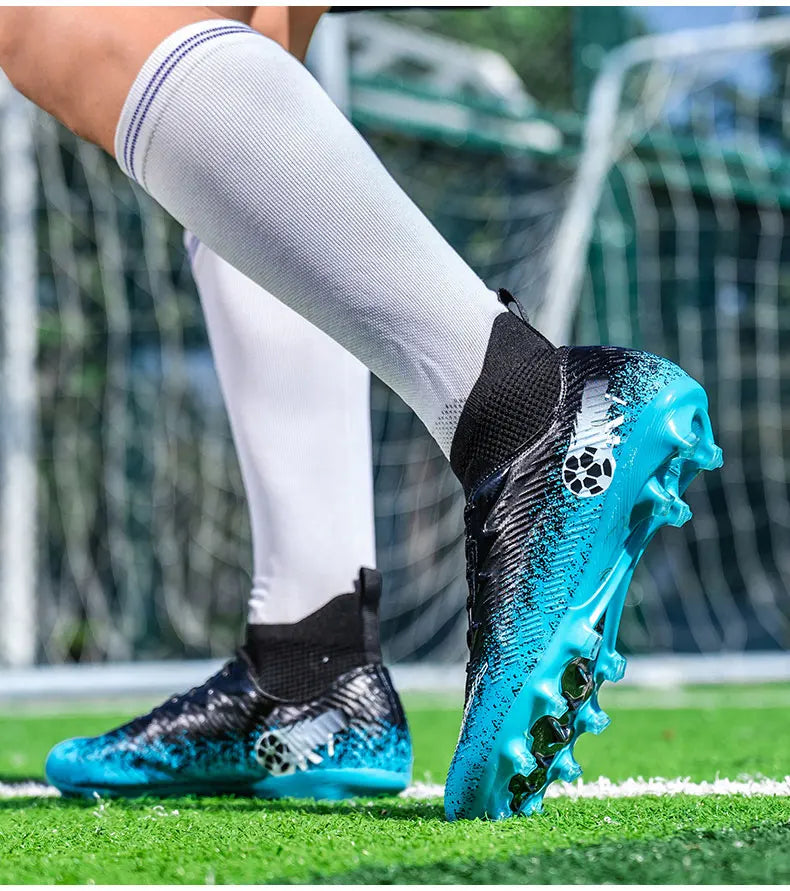 Pro Performance High-Cut Soccer Boots FG Long Studs Breathable Lightweight Cleats for Outdoor Grass Matches and Daily Training