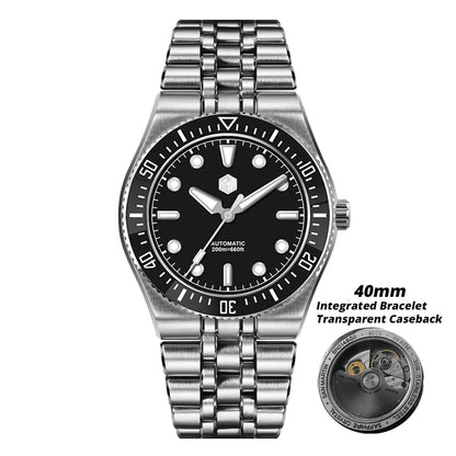 Orologio subacqueo di lusso da uomo San Martin 40mm, Miyota 9015, quadrante smaltato sunburst, automatico meccanico, impermeabile 200m, SN0148
