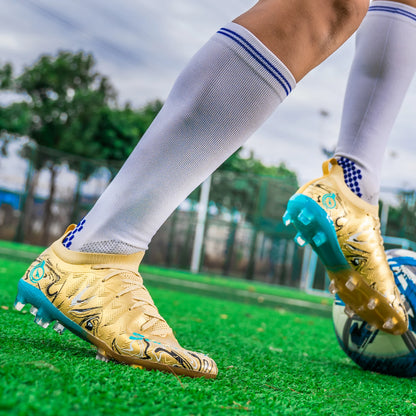 Men's Professional Football Boots High-Top Soccer Cleats FG & TF Sneakers for Outdoor Training & Matches Multi-Color Wear-Resistant