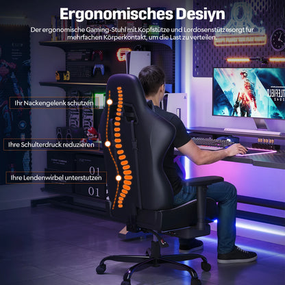 HOMALL Ergonomic Gaming Chair PU Leather Office Chair with Adjustable Armrest, Reclining Swivel Computer Chair for Gaming & Work